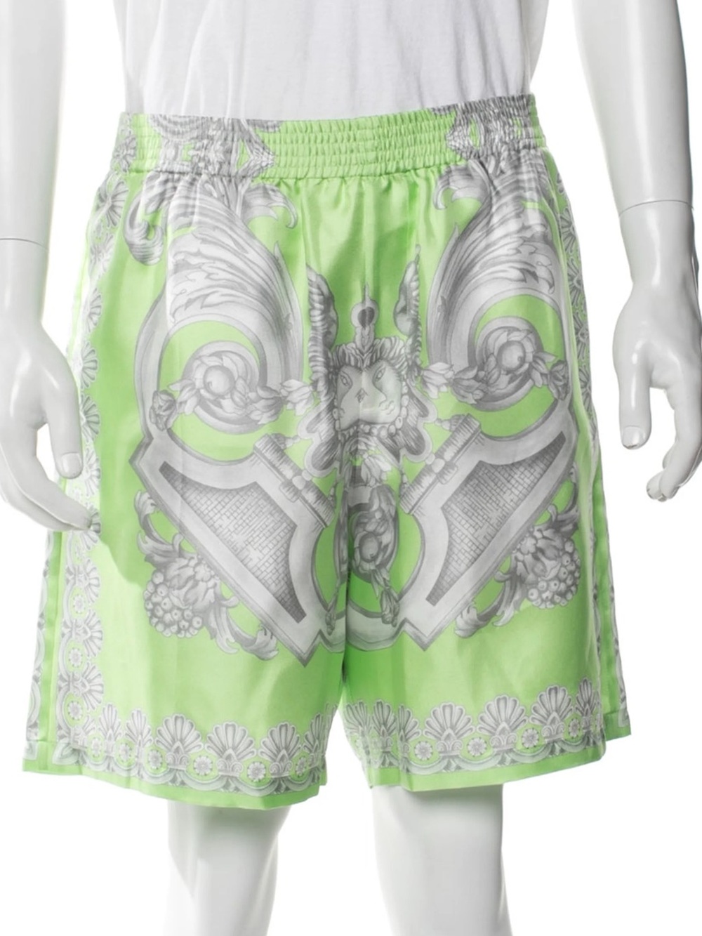 Versace Lime Green Baroque Swim Trunks